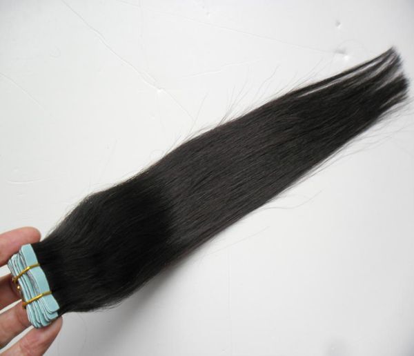 

brazilian remy tape skin human hair extensions pu straight 100g 40pieces 1026 inch peruvian hair indian malaysia hair1713667, Black