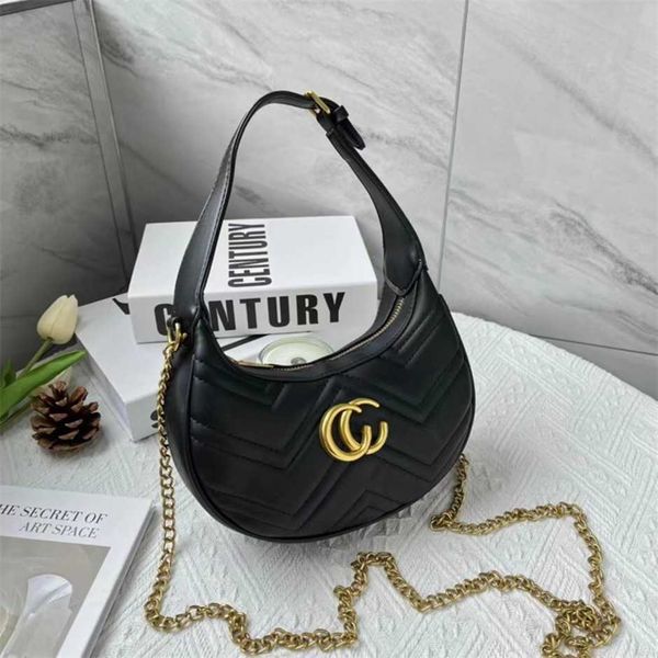 

luxury fashion bag half moon new wave pattern one shoulder underarm rhombic chain oblique straddle handheld women's baghigh