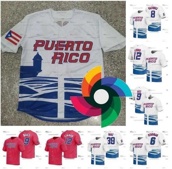

2023 world baseball classic puerto rico jersey 8 eddie rosario 8 christian vazquez 15 mar tin maldonado 55 roberto perez 1 mj melendez, Blue;black