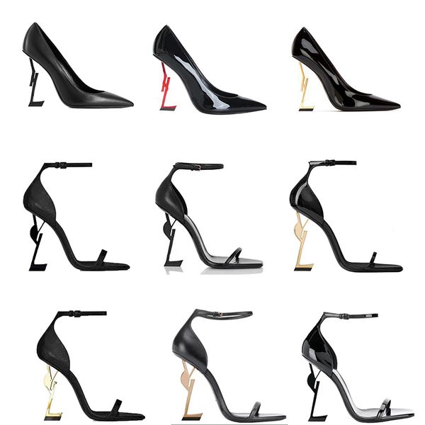 

basketball shoes sandals designer opyum heels lady black white red gold smooth leather size 35-43