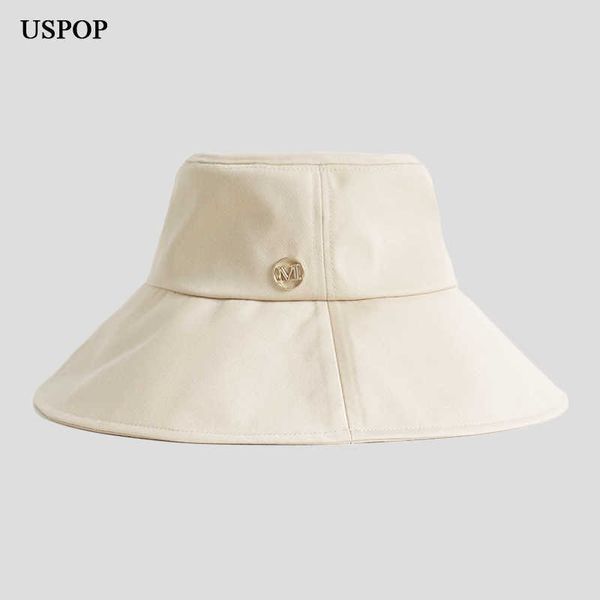 

hbp 2021 wide brim hats uspop new cotton bucket hats summer fashion letter m pure color wide brim sun hats p230327, Blue;gray
