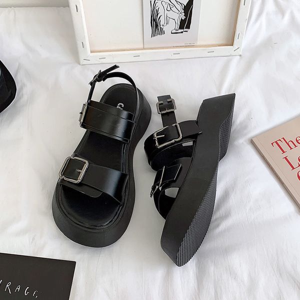 

sandals fashion platform sandals women summer shoes buckle slides casual sandals women's sports shoes summer sandalia mujer 230225, Black