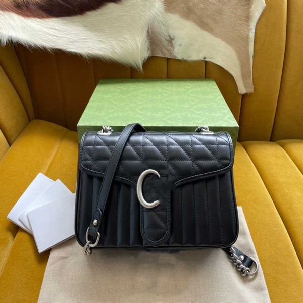 

2023 new shoulder bag leather chain vertical and twill cowhide single shoulder diagonal women's baghigh