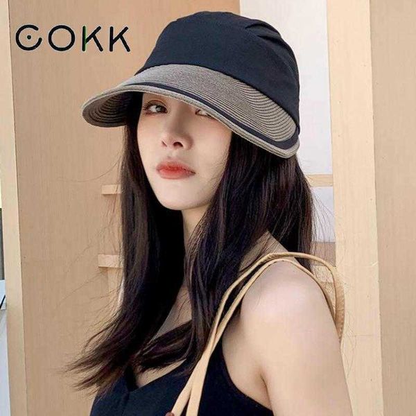 

wide brim hats cokk summer hats for women straw sun hat female foldable beach bucket hat wide brim sun protection sunshade gorro new suncree, Blue;gray