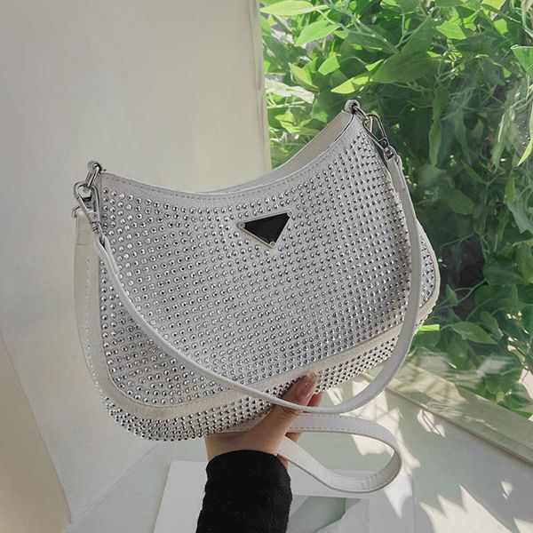 

80% 2023 luxury female new style rhinestone french stick underarm one shoulder oblique straddle handbaghigh quality