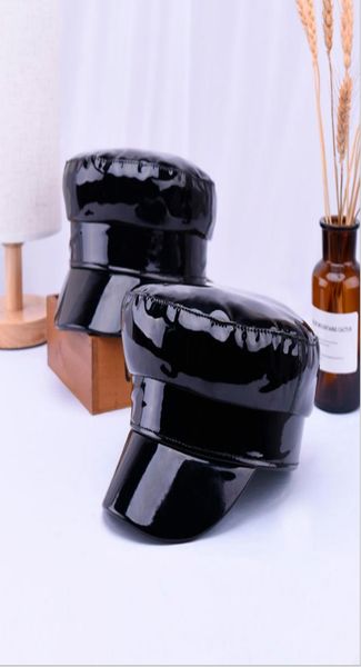 

bright faux leather beret harajuku girls women fashion personality beret flat cap hip hop hat 2018 spring summer autumn5240649, Blue;gray