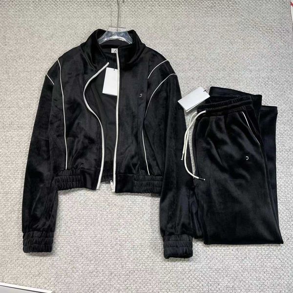 

women's jackets designer autumn and winter new zipper casual velvet jacket lovers embroidered sportswear, Black;brown