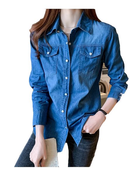 

women's blouses shirts denim shirt women spring and autumn thin bottoming shirt jacket trend 230225, White