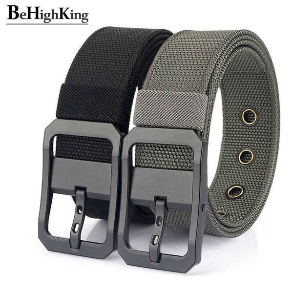 

belts new casual canvas belt for men width 3.8cm outdoor military tactical nylon belts male alloy pin buckle waist straps l230225, Black;brown