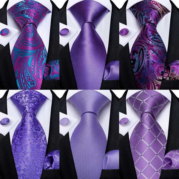 

neck ties purple color mens ties hanky cufflinks set wedding ties for men business formal necktie set for men dropshipping dibangu j230225, Blue;purple