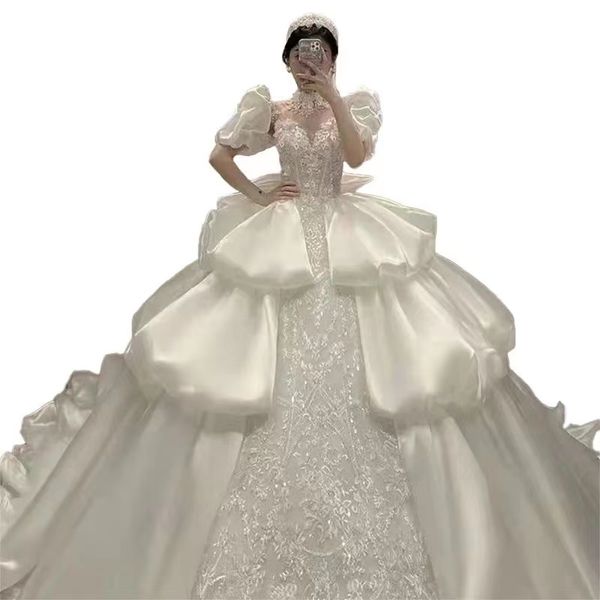 

glitter ball gown wedding dresses 2023 luxury sparkly backless bridal gowns with long train plus size princess crystal vestidos de novia rob, White