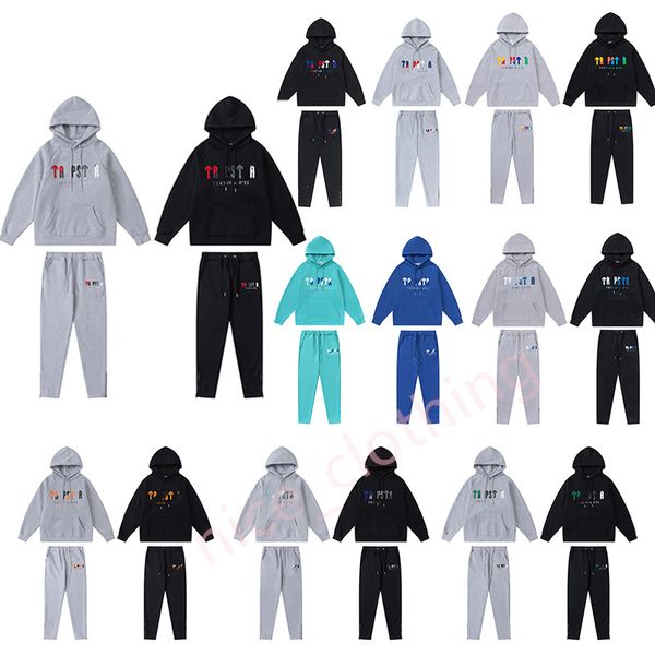 

trapstar mens designer hoody and pants luxury brand tracksuit autum sports suit long sleeve hooded mens womens fashion sport gym clothing c, Gray