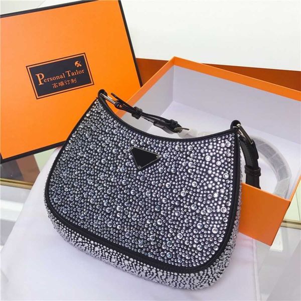 

70% 2023 luxury cleo medieval crystal diamond studded satin women's new one shoulder hand hobo armpit baghigh quality