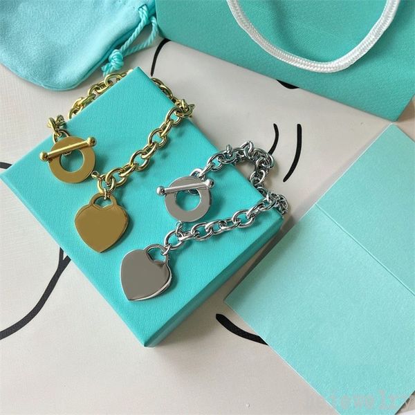 

classical love gold plated men necklace for teen girls trendy tiktok classical carving bracelets set heart tag luxury jewelry charms love ne, Silver