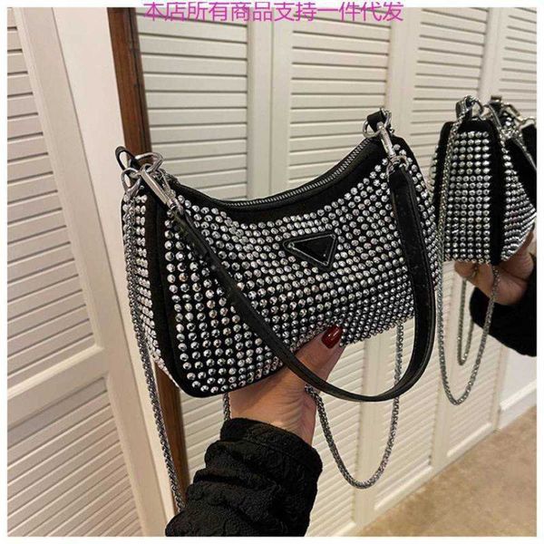 

70% 2023 luxury new sold drill underarm women's high texture rhinestone sparkling french stick crossbody chain baghigh quality