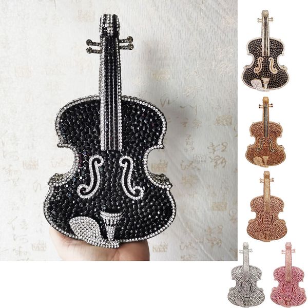 

evening bags amazing luxury pop violin crystal party handbags diamond clutch banquet pouches wedding day clutches 230224