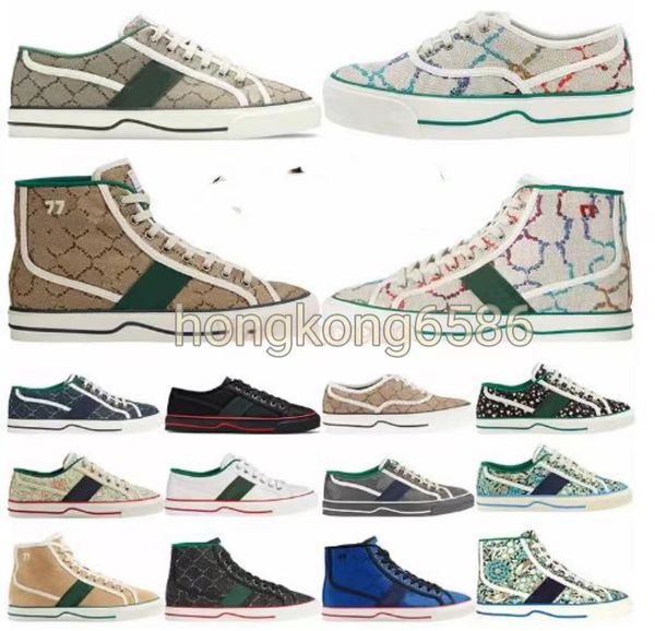 

lover u g g boot tennis 1977 canvas casual shoes low high luxurys designers women men leather shoe italy green and red web stripe rubber sol, Black