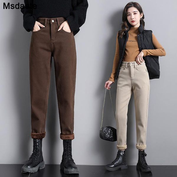 

women's jeans winter jeans women stretchy elastic high waist casual velvet thick warm pencil pants cotton trousers ankle-length woman j, Blue