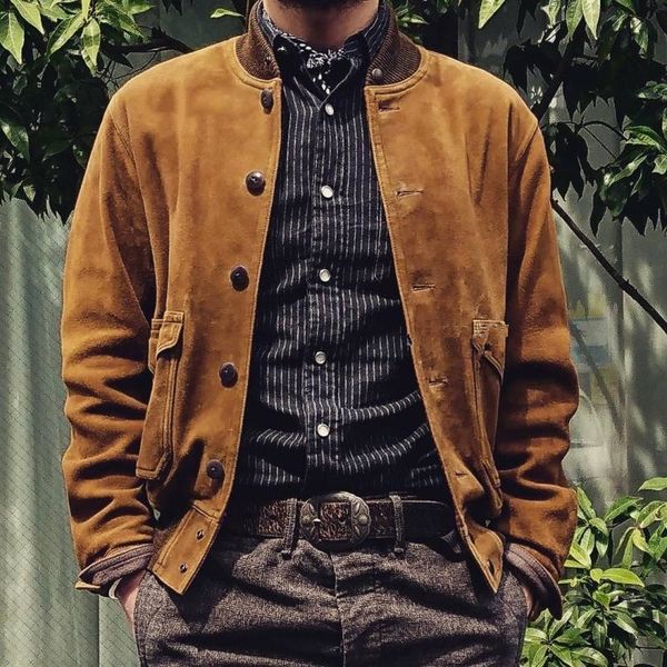 

men's jackets .brand classic man genuine leather jacket casual mens a1 style warm leather jacket cow suede bomber coat 230225, Black;brown