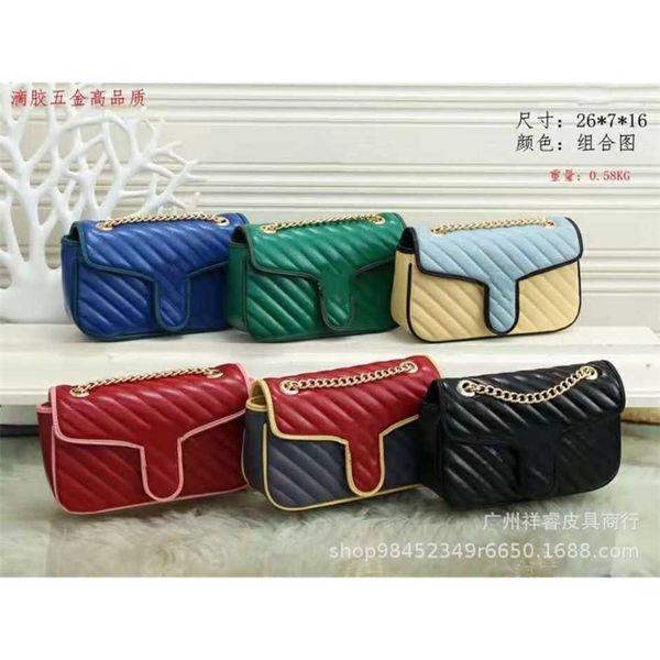 

2023 new luxury fashion bag style color contrast twill leisure horizontal square messenger bucklehigh