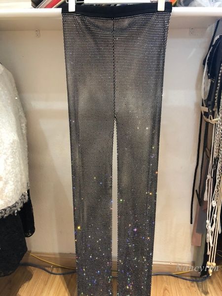 

women's pants s shiny embroidery s drilling for women summer autumn slimming straight trousers night-club 230225, Black;white