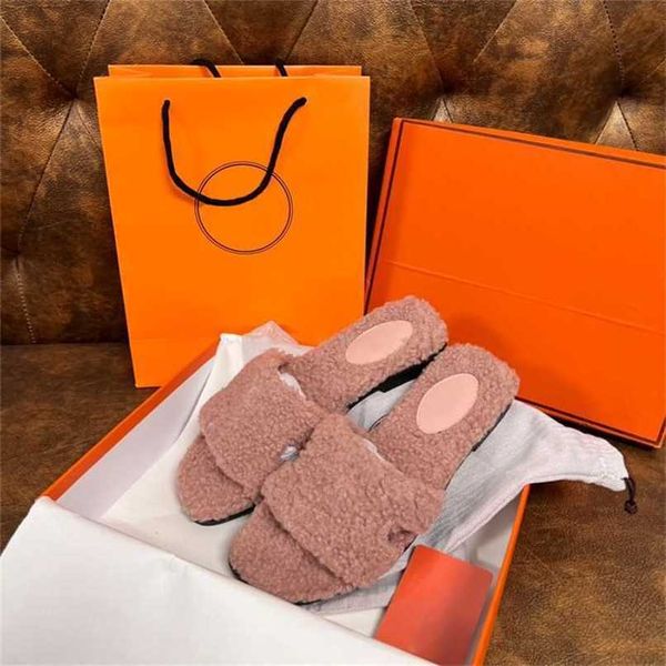

designer slipper wool slides winter sandal girl flip flop slipper fur fluffy furry warm comfortable fuzzy ladies men womenhncn, Black
