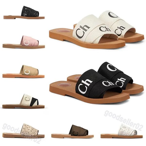 

women slippers designer shoes woody flat mules sandals slides sail canvas white black women outdoor beach shoes slipper