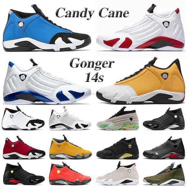 

14 14s men basketball shoes gonger candy cane thunder gym red hyper blue university black toe trainers sports sneakers