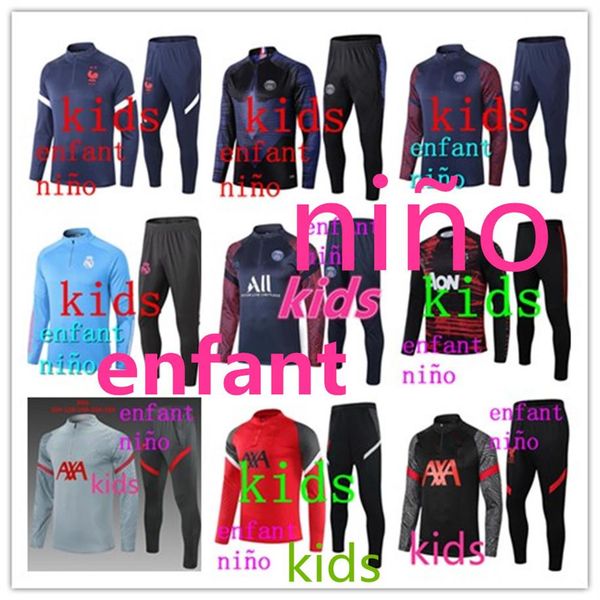 

new 2022 kids tracksuit set boys football training soccer training suit 2020 2021 enfant survetement de foot jogging236r, Black