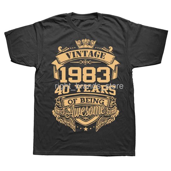 

men's t-shirts novelty 1983 40 years of being awesome 40th t shirts graphic cotton streetwear short sleeve birthday gifts summer style, White;black