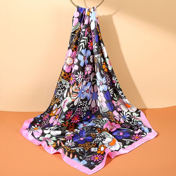 

silk spring autumn small square scarf autumn winter fashion mom f241, Black;white