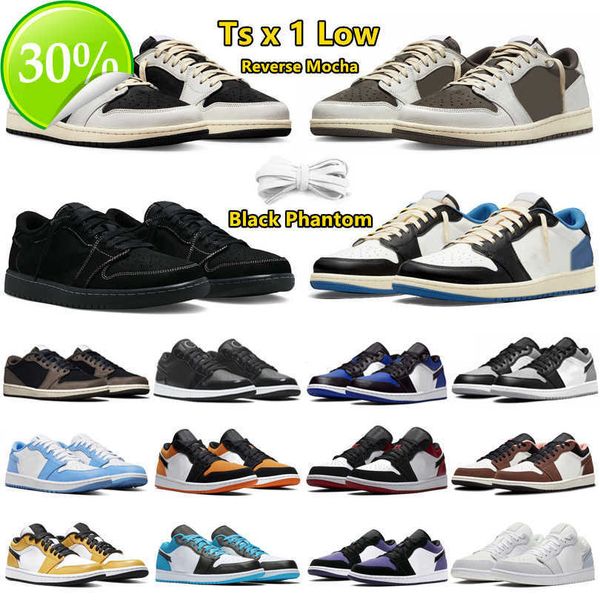

1 low 1 mens basketball shoes ts x sail black phantom reverse mocha fragment unc light smoke grey gym red all star bred chicago usa men