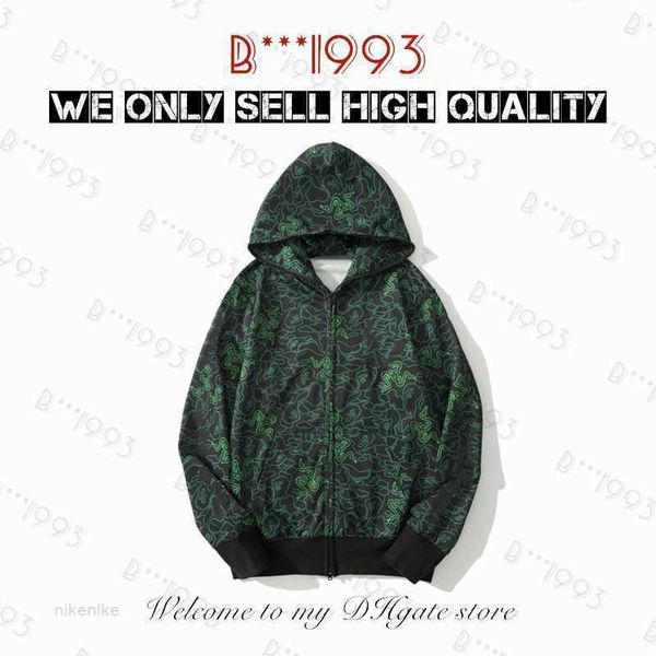 

designer mens hoodies crafted tiger full zip hoodie jacket stylist men women color grid harajuku sweatshirt fashion co-branding reflective s, Black