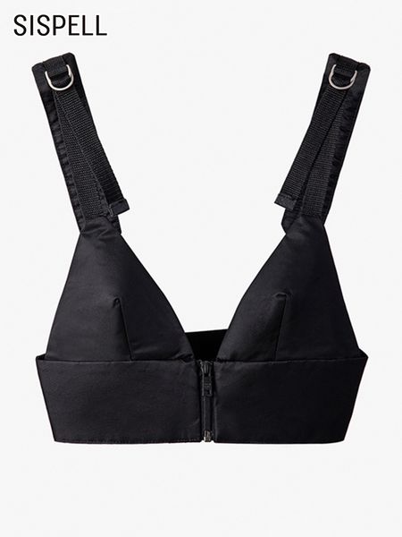 

women's tanks camis sispell black vests for women v neck sleeveless patchwork zipper short slim tank female fashion summer clothing 23, White