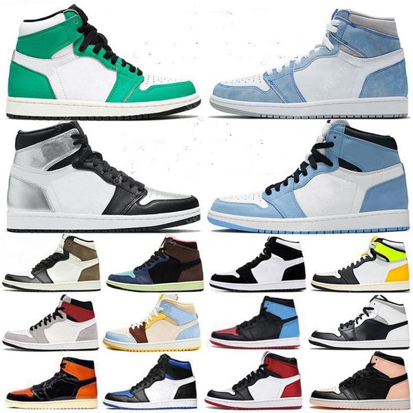 

1 1s basketball shoes hyper royal shadow 2 0 lucky green silver toe dark mocha women mens trainers sports sneakers254f