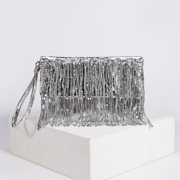 

evening bags sequins clutch tassel small handbag shiny party women purse wallet phone 230225