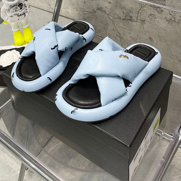 

womens flat heels slipper 100% leather letter printing sandals foam open toe with soft house shoes designer luxurys outdoor slide for summer, Black