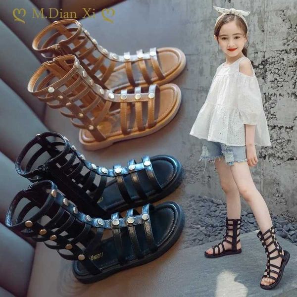 

sandals girl sandals toddler infant kids baby girls summer roman princess shoes gao bang open toe zip sandals children sandals girls z0225, Black;red