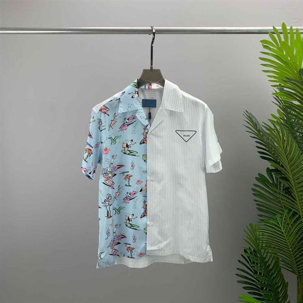 

2021ss spring and summer new high grade cotton printing short sleeve round neck panel t-shirt size m-l-xl--xxxl color black w234l, Black;brown