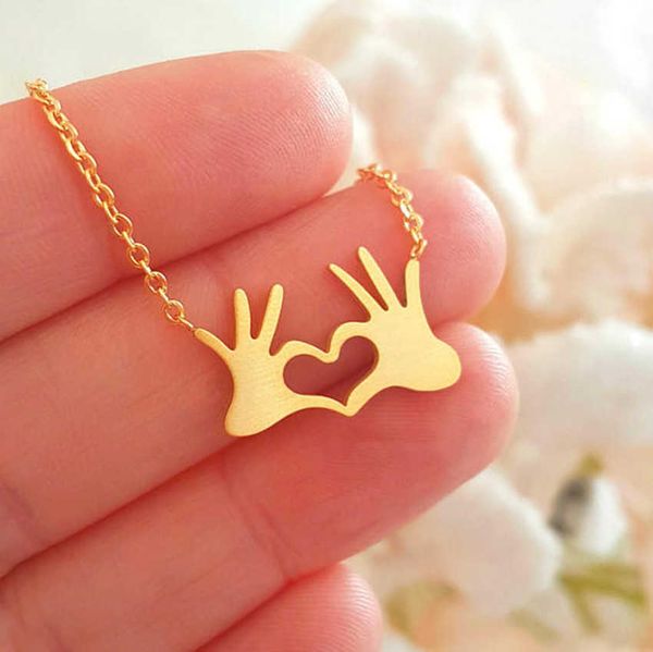 

palm pendant necklace environmental protection gold plated silver peach heart love necklace clavicle chain