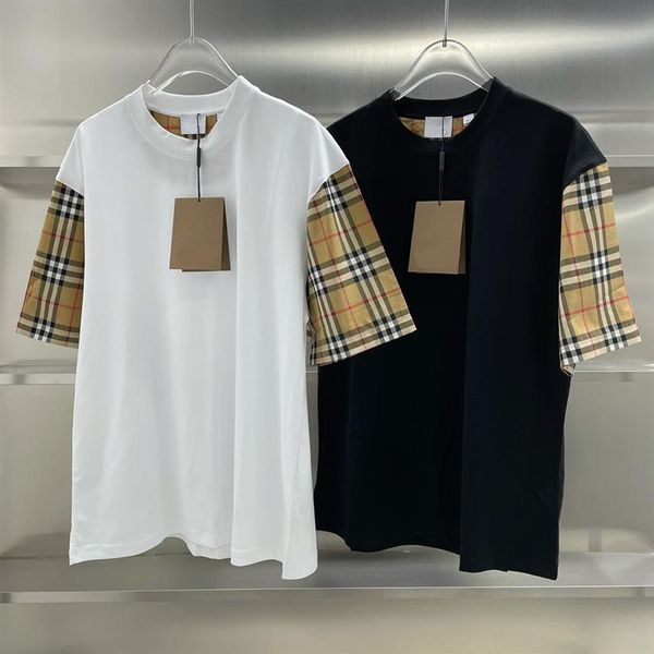 

2021 classic grid printed tee short sleeve casual business polo t-shirts united kingdom solid simple summer street tshirt214a, White;black