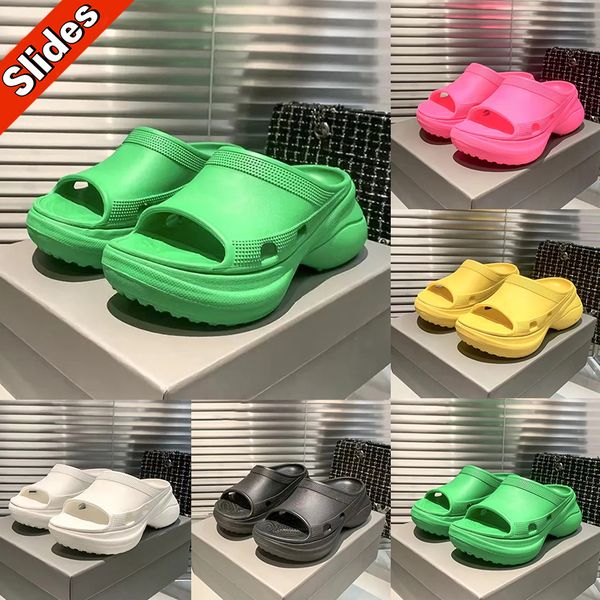 

fashion designer slippers paris croc pool slide sandals white black rubber slip on beach sandal luxury womens platform slides summer women s