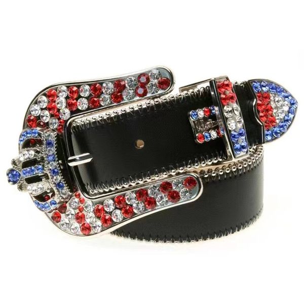 

belt for man woman designer imperial crown belts shiny diamond belt black on black red blue white multicolour with bling rhinestones belt me, Black;brown