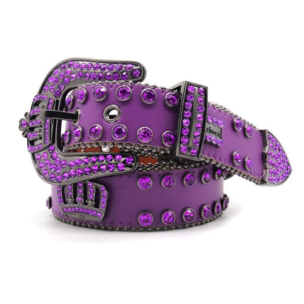 

mens woman designer belt fashion crown punk rock rhinestones belt fashion bling diamond studded belts luxury designer for woman man jeans we, Black;brown