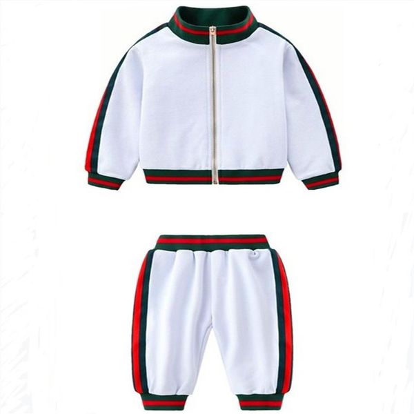 

new arrivals spring autumn baby boys girls tracksuits kids zipper jackets pants 2pcs sets boys sportswear outfits children suit178r, White
