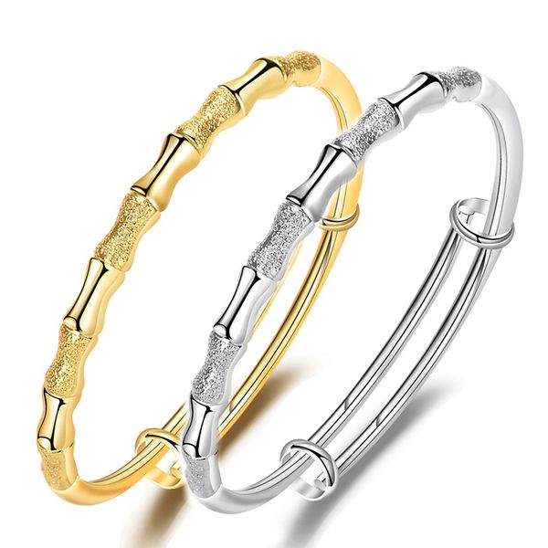 

2023 mom gold bangle women's frosted wire twisted bracelet adjustable bamboo bracelet push pull bracelet wife girl jewelry, Black