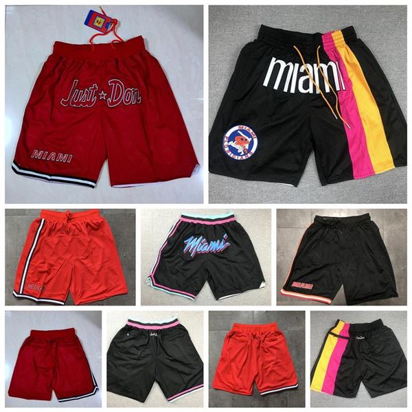 

2021 mens just don pocket shorts authentic stitched miamih dwyane 3 wade jimmy 22 butler just don retro mesh classic basketball sh243s, White;black