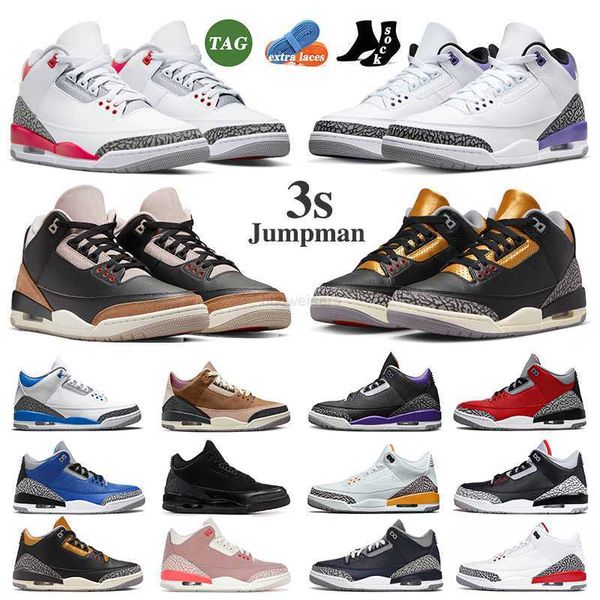 

3s 3 basketball shoes women men cardinal fire red dark iris desert elephant racer blue unc pine green cool grey black cat rust pink mens