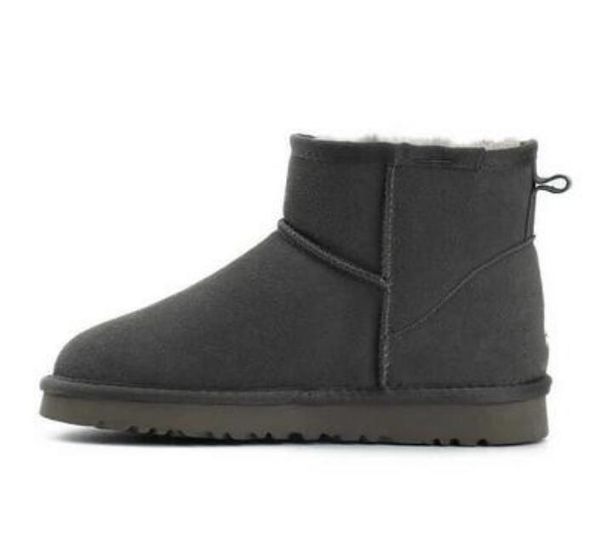 

women's mini fur snow boots real cow split suede leather ankle boots winter women chestnut shoes, Black