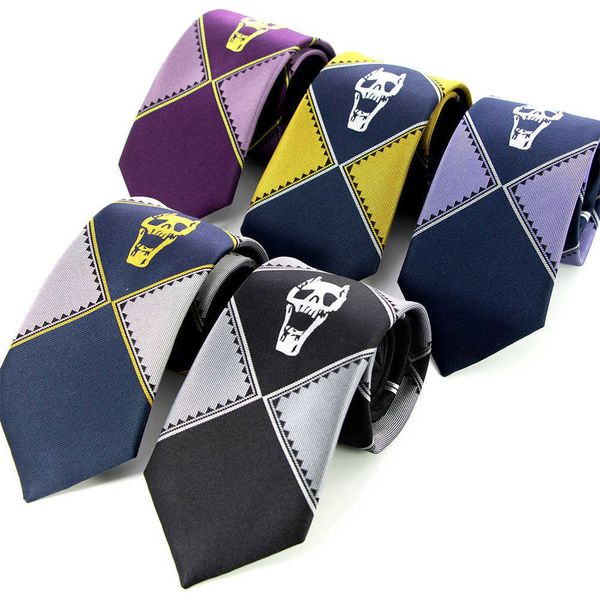 

neck ties 5 colors jojo silk tie wonderful adventure killer queen heaven gate kira yoshikage tie role playing tie costume cool gift j230225, Blue;purple